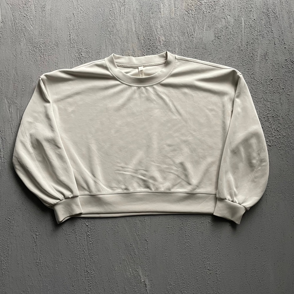 Lululemon AirWrap Crewneck Pullover Sweatshirt Womens Size 14 Tan Beige